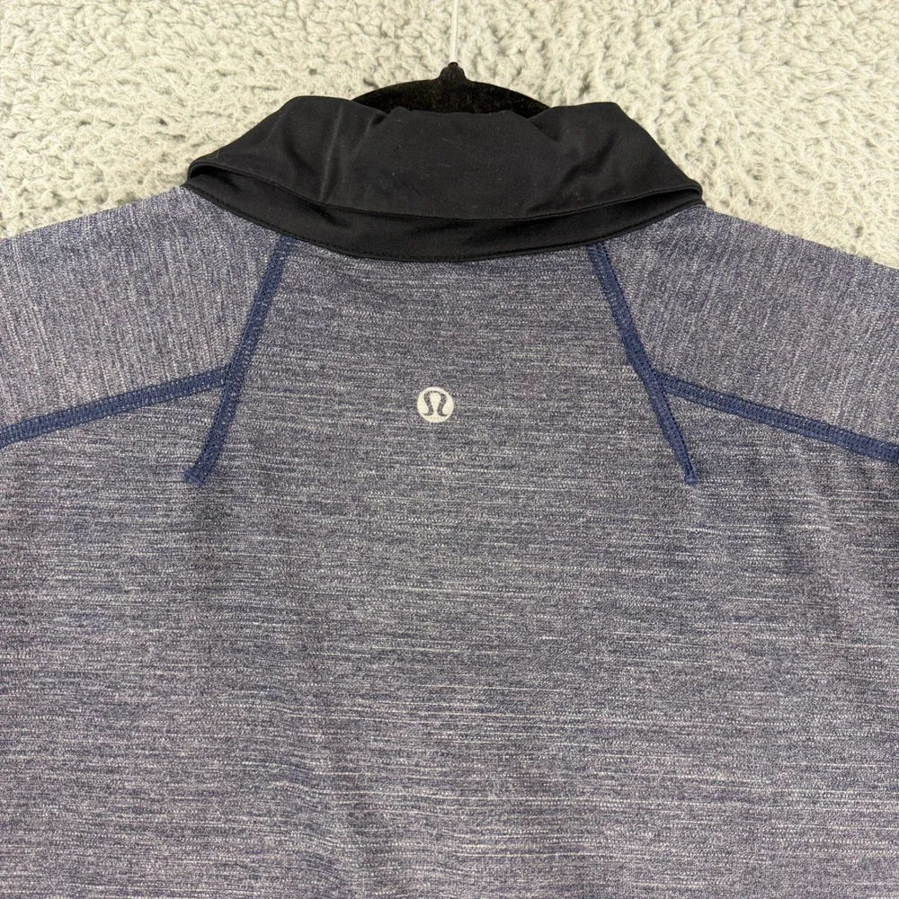 Lululemon Assert Polo Shirt Mens Medium Blue Black Athletic Golf Performance